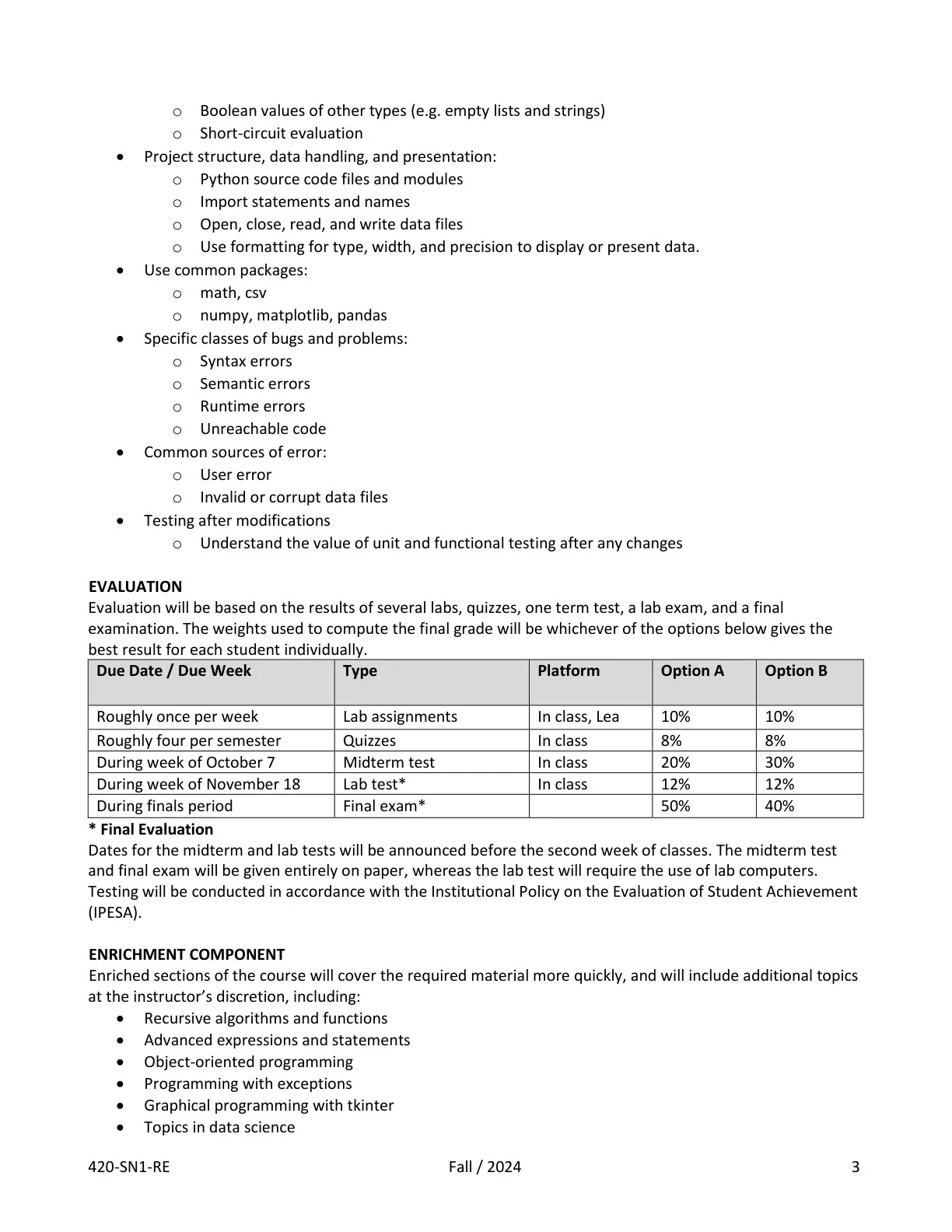 Marianopolis 420-SN1-RE course outline, page 2